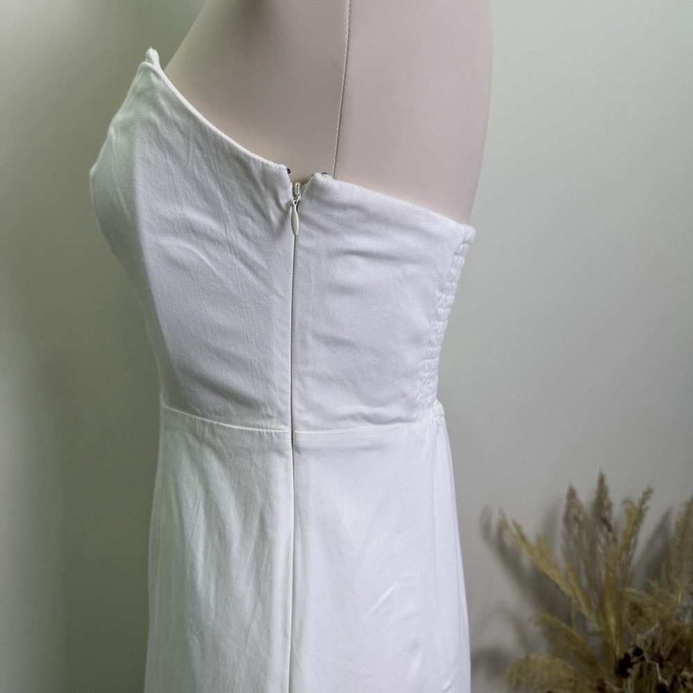 BHLDN by Anthropologie Size XS White Strapless Dress 3D Floral - Picture 7 of 11